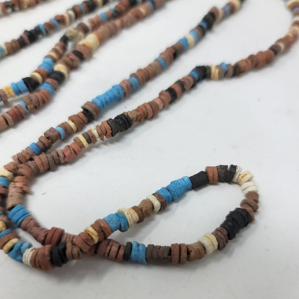 Be Queen of the Nile with our Clay Mummy bead necklace Turquoise and earth color